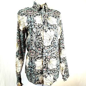 Morris & Co w/ H&M Floral Button Up Top NEW Size XS Cottage Tunic Length Chic